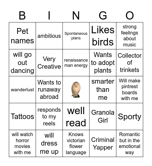 Renée’s Type Bingo Card