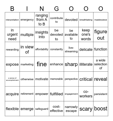 四月月考 Bingo Card