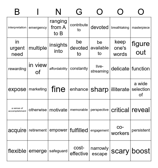 四月月考 Bingo Card