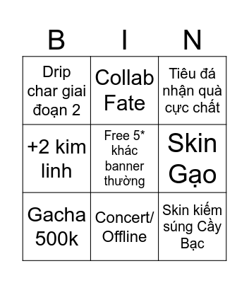 Live 4.2 Bingo Card