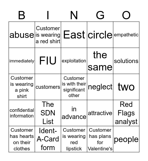 February Game Bingo Card