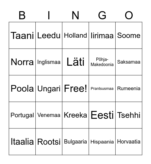 Riigid Bingo Card
