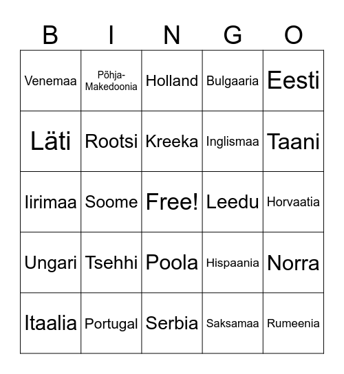 Riigid Bingo Card
