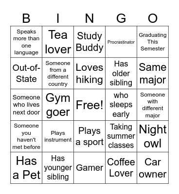 FLOOR BINGO Card
