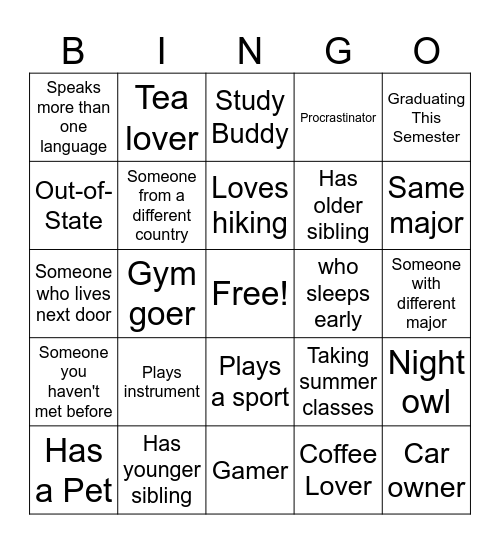 FLOOR BINGO Card