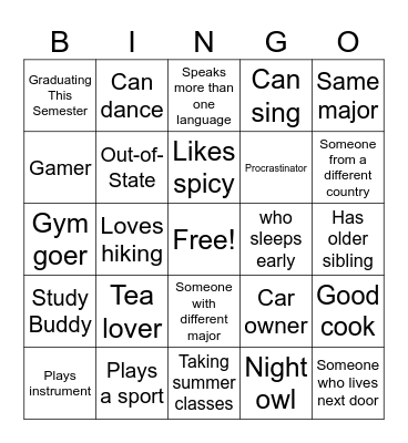 FLOOR BINGO Card