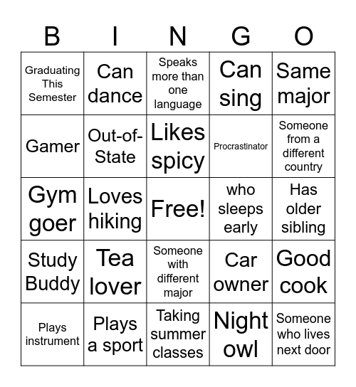 FLOOR BINGO Card