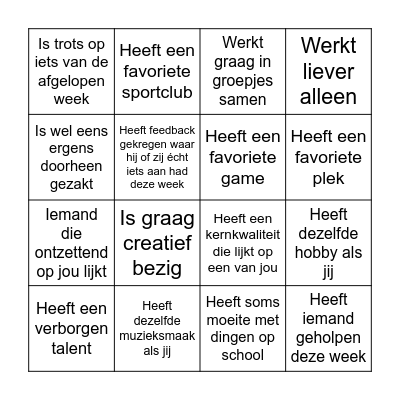 Wie is wie? Bingo Card