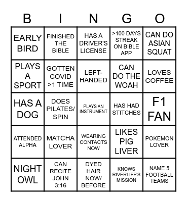 MAKE 3 LINES!! Bingo Card