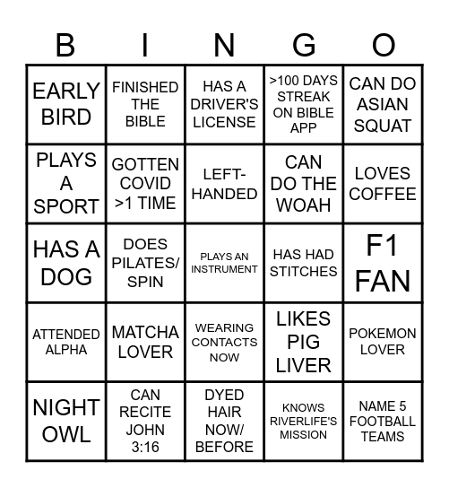 MAKE 3 LINES!! Bingo Card