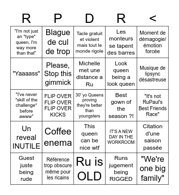 RPDR BINGOZZZZ Bingo Card