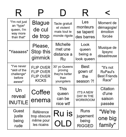 RPDR BINGOZZZZ Bingo Card