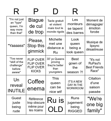 RPDR BINGOZZZZ Bingo Card