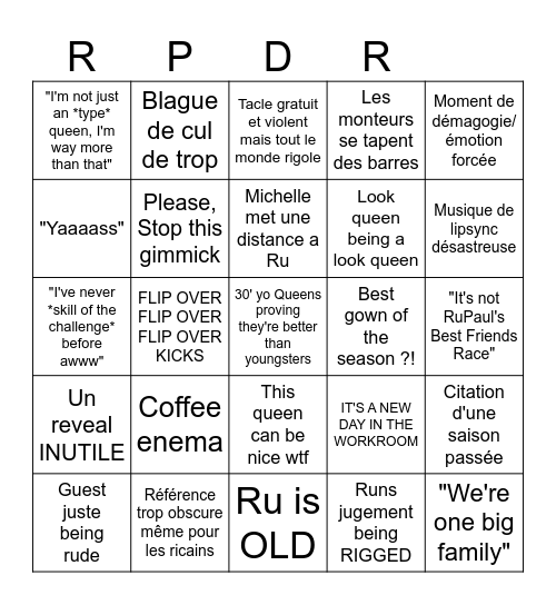 RPDR BINGOZZZZ Bingo Card