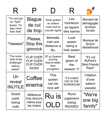 RPDR BINGOZZZZ Bingo Card