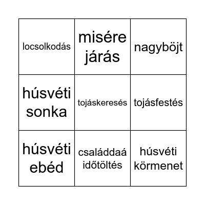húsvéti bingó Bingo Card