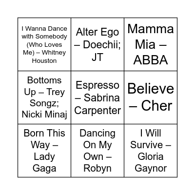 Musical Bingo! Bingo Card