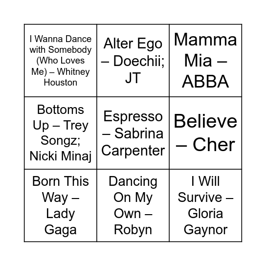 Musical Bingo! Bingo Card
