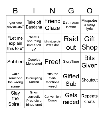 Grxm Bingo Card