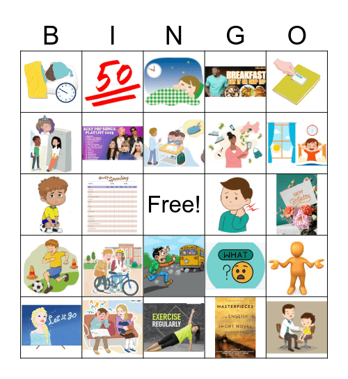 Lesson 2 Be Healthy, Be Happy (Listen&Speak) Bingo Card