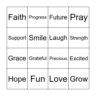 Positive words Bingo Card