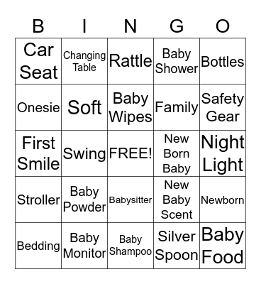 Baby Shower Bingo Card