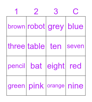 Bingo (Unit 1-3 +CVC phonics words) Bingo Card