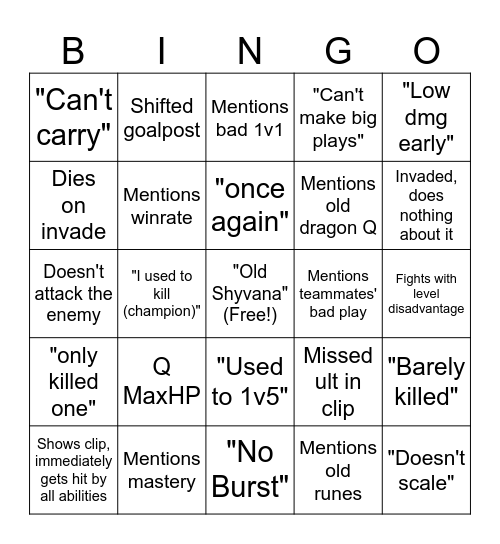 BSE Bingo Card