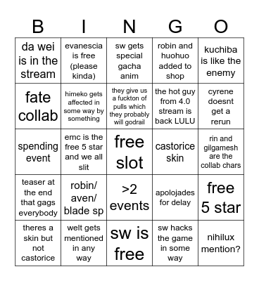Untitled Bingo Card
