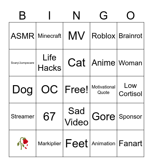 Instagram Bingo Card