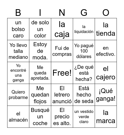 Lo Tengo Bingo Card