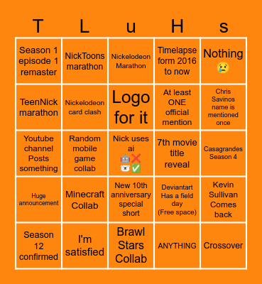Loud House 10th anniversary bingo Card