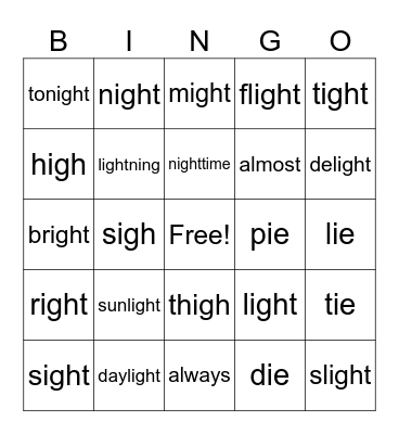 UFLI 87 Bingo Card