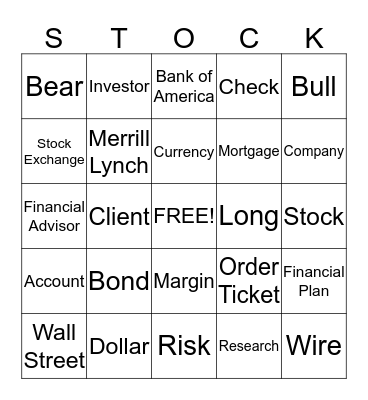 Investing Bingo Card