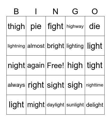 UFLI 87 Bingo Card
