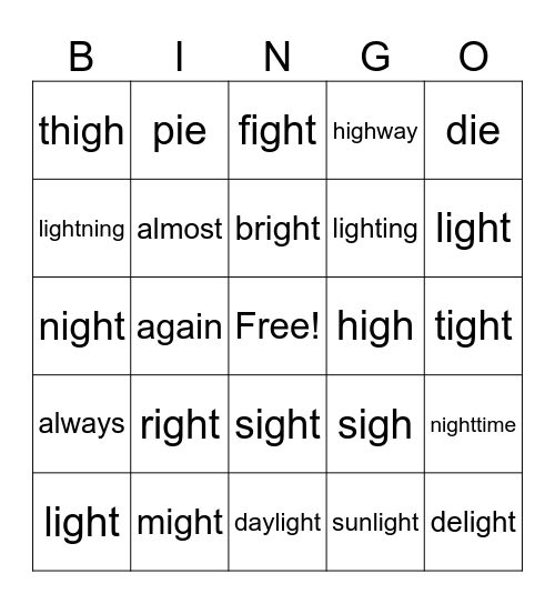 UFLI 87 Bingo Card