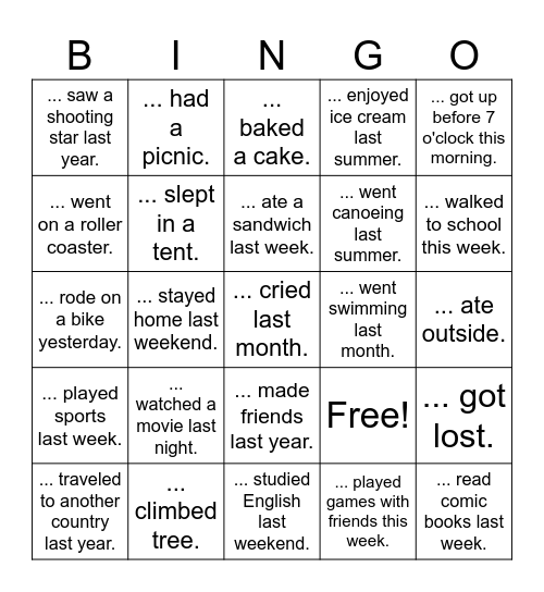 Find Someone Who ... Bingo Card
