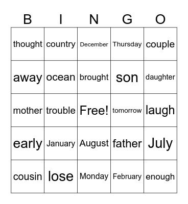 Trick Word BINGO Module 3 and 4 Bingo Card