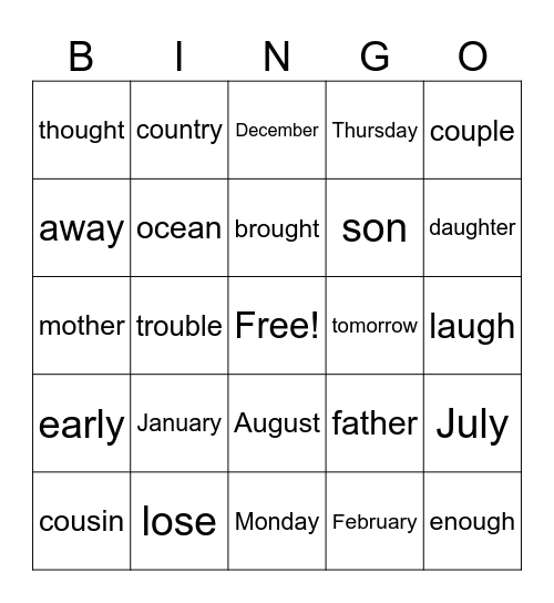 Trick Word BINGO Module 3 and 4 Bingo Card