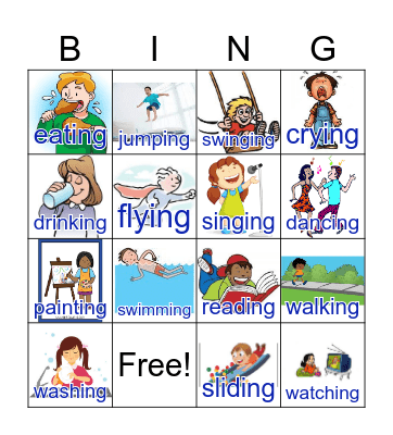 Present continuous Verbs Bingo Card