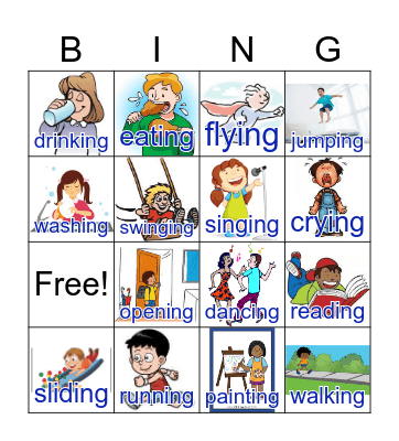 Present continuous Verbs Bingo Card