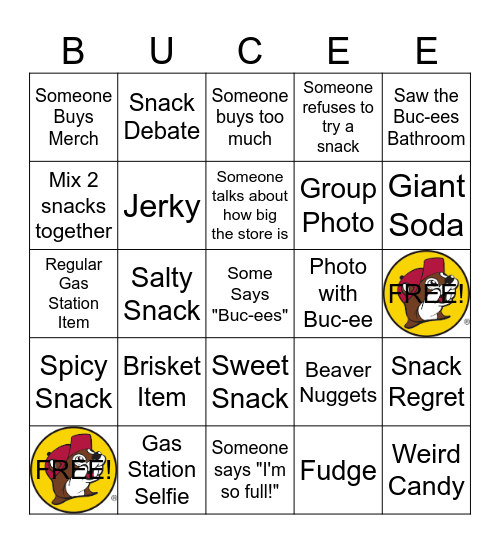 Buc-ee's Beaver Bingo Card