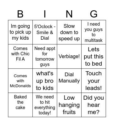 Mo Moments Bingo Card