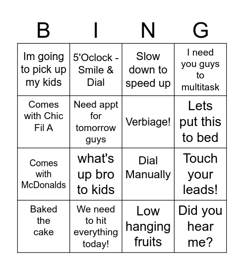 Mo Moments Bingo Card