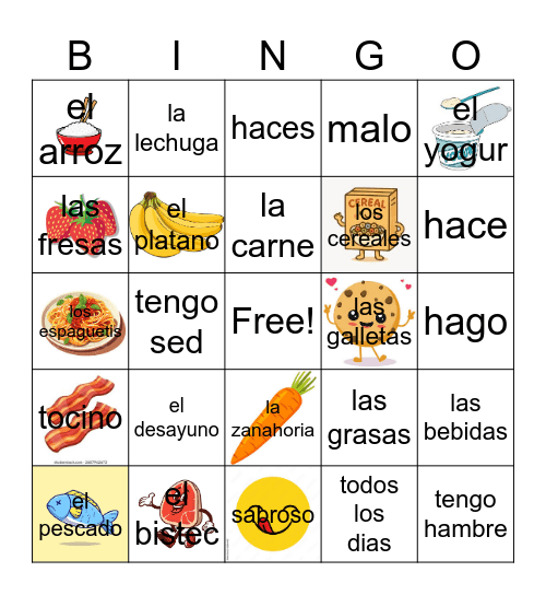 Spa 1 3B Vocabulary Bingo Card