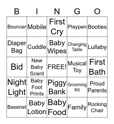 Baby Shower Bingo Card