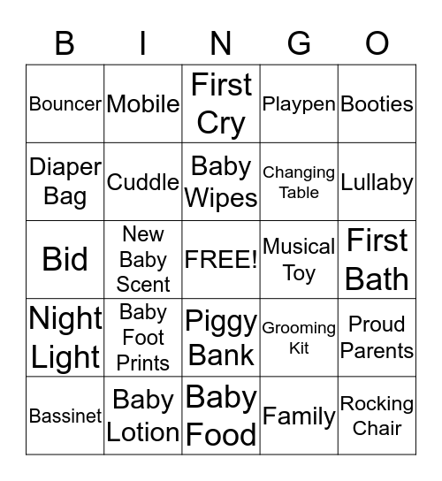 Baby Shower Bingo Card