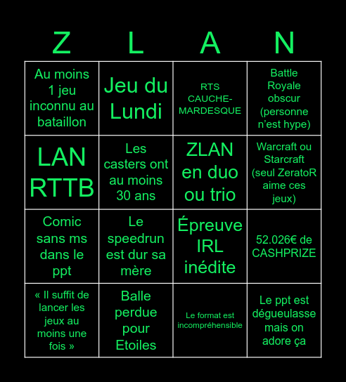 ZLAN 2026 Bingo Card
