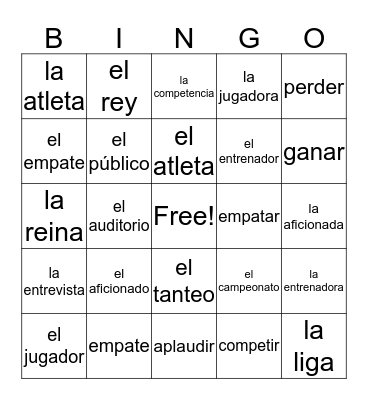 Los Deportes Bingo Card