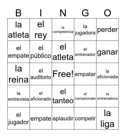 Los Deportes Bingo Card